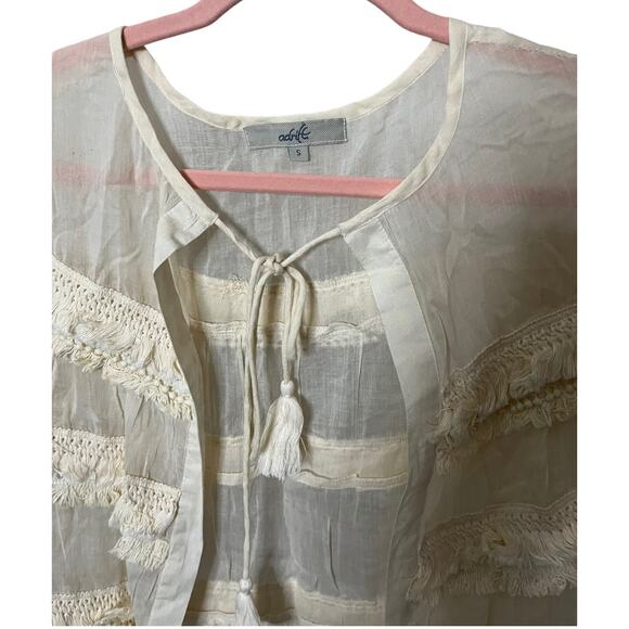 Adrift Fifi Jacket Soloni Palace white fringe tie front tassels small NWT - Picture 4 of 5